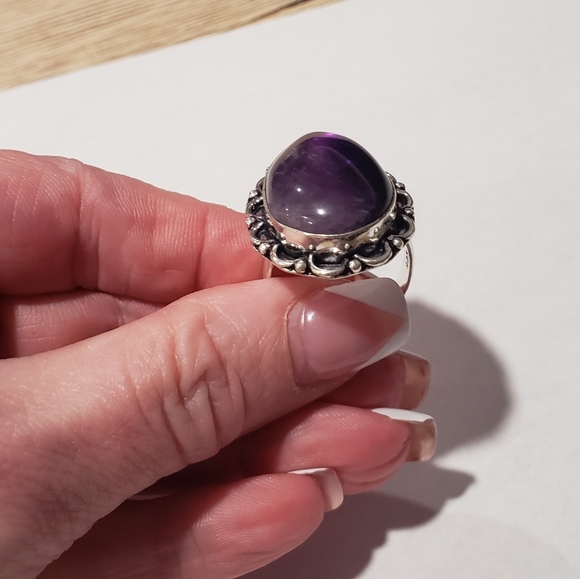 Men's Handmade Amethyst 925 Silver Ring - Picture 8 of 16